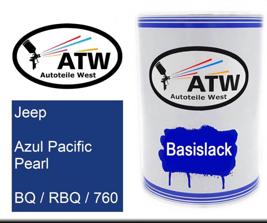 Jeep, Azul Pacific Pearl, BQ / RBQ / 760: 500ml Lackdose, von ATW Autoteile West.